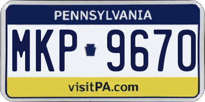PA license plate MKP9670