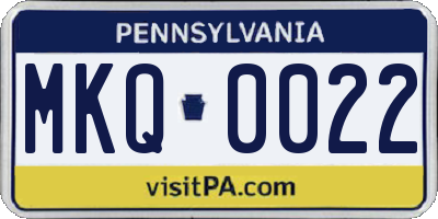PA license plate MKQ0022