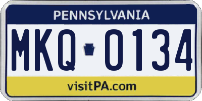 PA license plate MKQ0134
