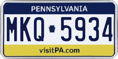 PA license plate MKQ5934