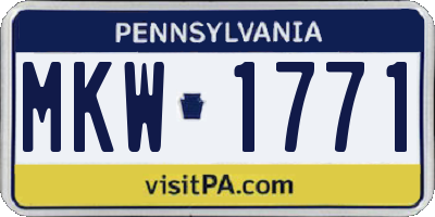 PA license plate MKW1771
