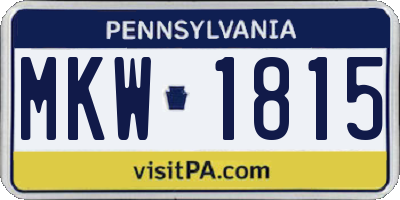 PA license plate MKW1815