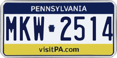 PA license plate MKW2514