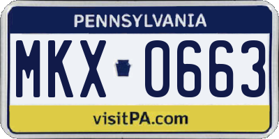 PA license plate MKX0663