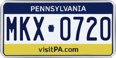 PA license plate MKX0720