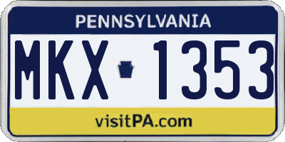 PA license plate MKX1353