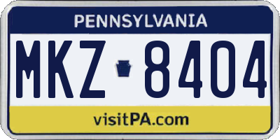 PA license plate MKZ8404
