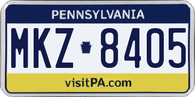 PA license plate MKZ8405