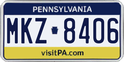 PA license plate MKZ8406
