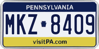 PA license plate MKZ8409