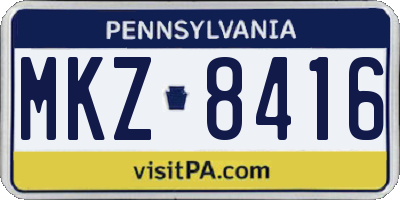 PA license plate MKZ8416