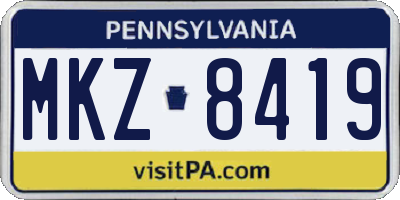 PA license plate MKZ8419