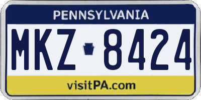PA license plate MKZ8424