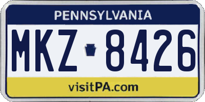 PA license plate MKZ8426