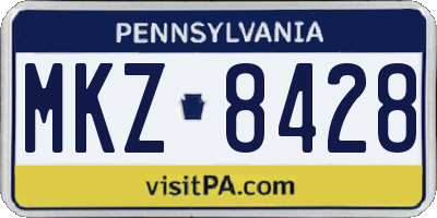 PA license plate MKZ8428