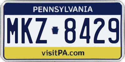 PA license plate MKZ8429