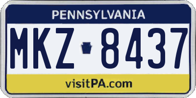 PA license plate MKZ8437