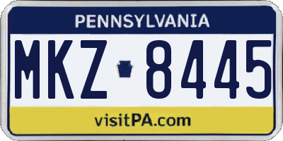 PA license plate MKZ8445