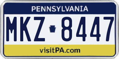 PA license plate MKZ8447