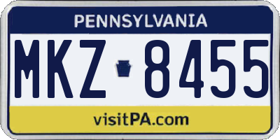 PA license plate MKZ8455
