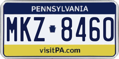 PA license plate MKZ8460