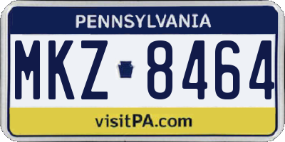 PA license plate MKZ8464