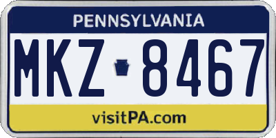 PA license plate MKZ8467
