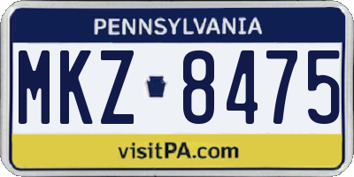 PA license plate MKZ8475