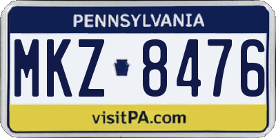 PA license plate MKZ8476