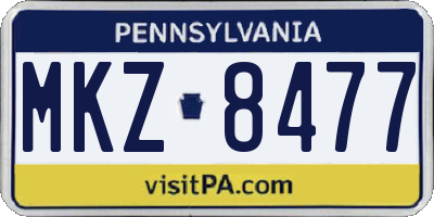 PA license plate MKZ8477