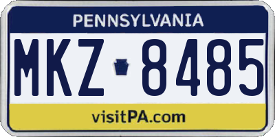 PA license plate MKZ8485