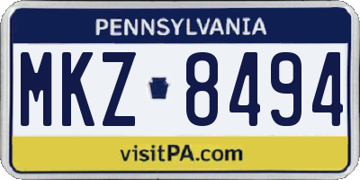 PA license plate MKZ8494