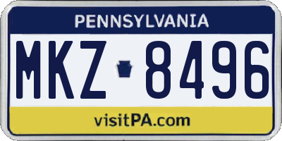 PA license plate MKZ8496