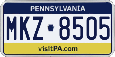 PA license plate MKZ8505