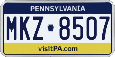 PA license plate MKZ8507