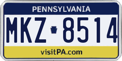 PA license plate MKZ8514