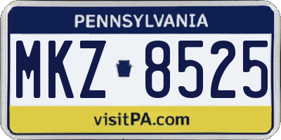 PA license plate MKZ8525
