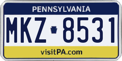 PA license plate MKZ8531