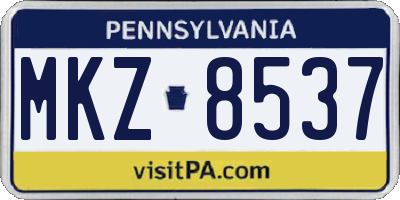 PA license plate MKZ8537