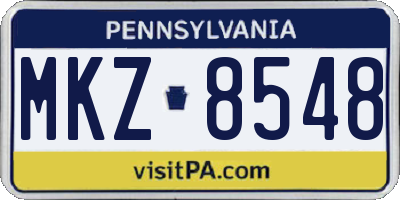 PA license plate MKZ8548