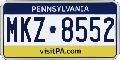 PA license plate MKZ8552