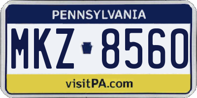 PA license plate MKZ8560