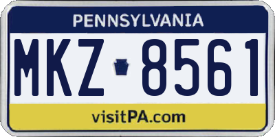 PA license plate MKZ8561
