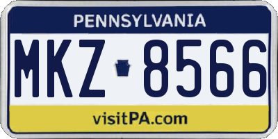 PA license plate MKZ8566