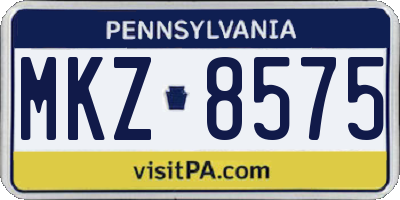 PA license plate MKZ8575