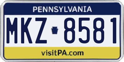 PA license plate MKZ8581