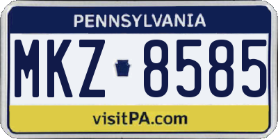 PA license plate MKZ8585