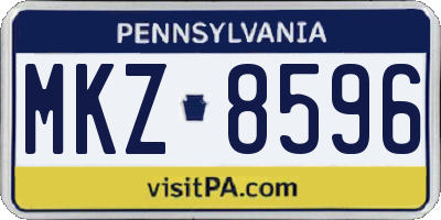 PA license plate MKZ8596