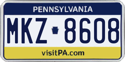 PA license plate MKZ8608