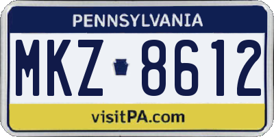 PA license plate MKZ8612